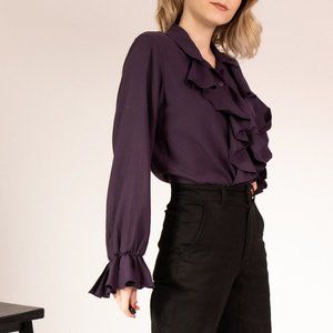 Vintage 90s purple ruffle collar victorian blouse